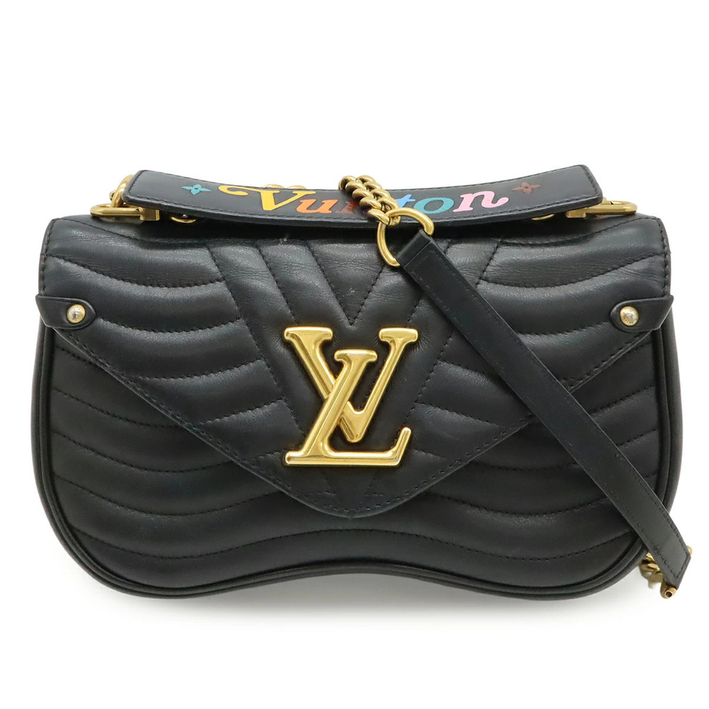 LOUIS VUITTON New Wave Chain Bag Shoulder Leather Noir Black